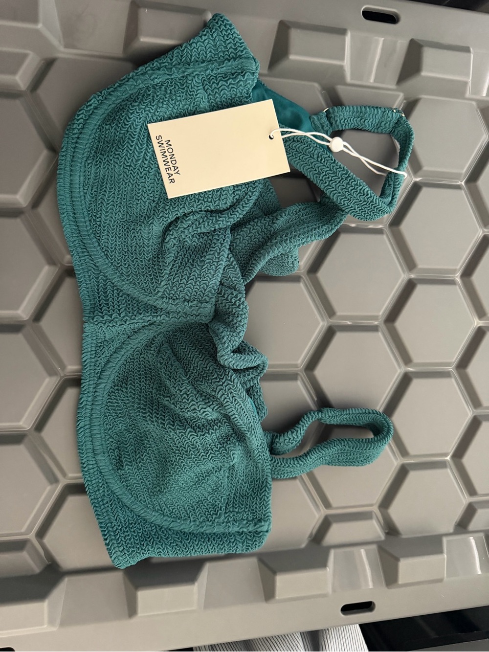 Monday Swimwear Teal Textured Bikini Top medium